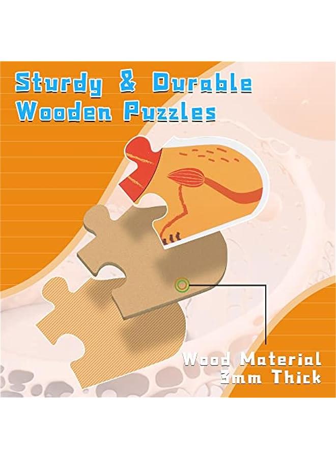 6 Packs Wooden Jigsaw Puzzles for Toddlers, Wildlife Animals Shaped Puzzles for Beginners Ages 1-3, Montessori Learning Toys Preschool Educational Activity for Kids Ages 2-5 - Image 4